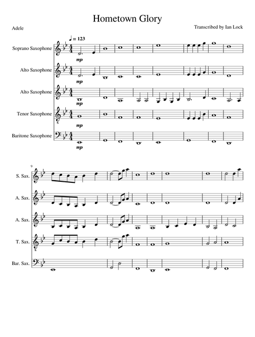 Hometown Glory - Adele Sax Quartet
