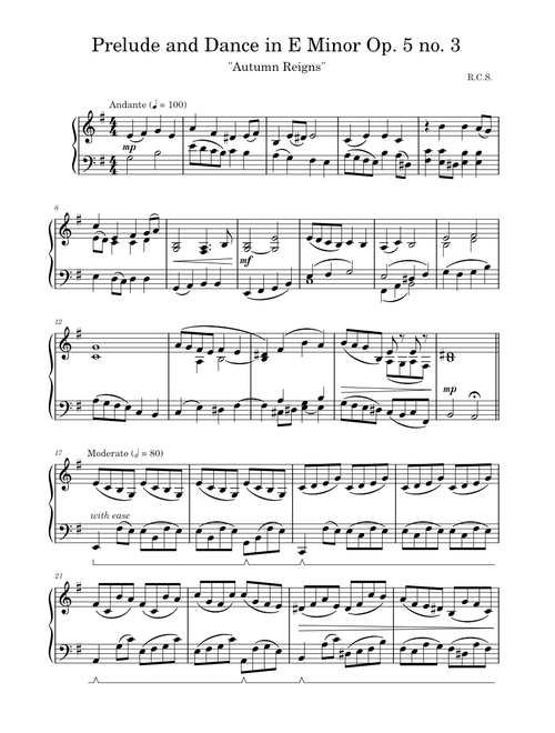 Prelude and Dance in E Minor Op. 5 no. 3, "Autumn Reigns"