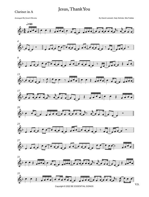 Jesus, Thank You (Arr. Josiel Oliveira) - David Leonard (Clarinet Solo)