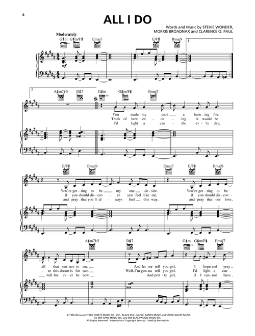 All I Do - Stevie Wonder (Piano-Vocal-Guitar)