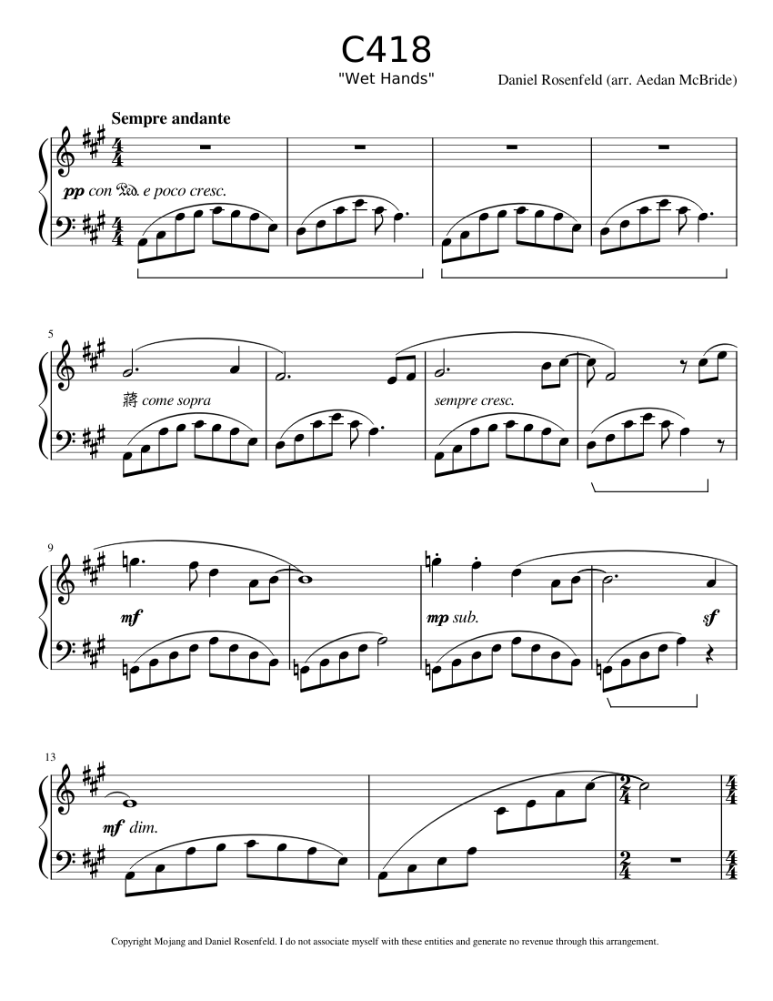 Wet hands ноты. Wet hands ноты для фортепиано. Ноты на фортепиано c418 wet hands. Ноты на фортепиано c418 wet hands. Ноты на фортепиано c418 wet hands.
