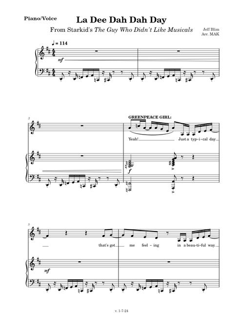 La Dee Dah Dah Day (Piano/Voice)