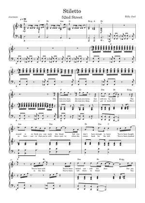 Stiletto – Billy Joel (Band) Sheet Music with Chords for