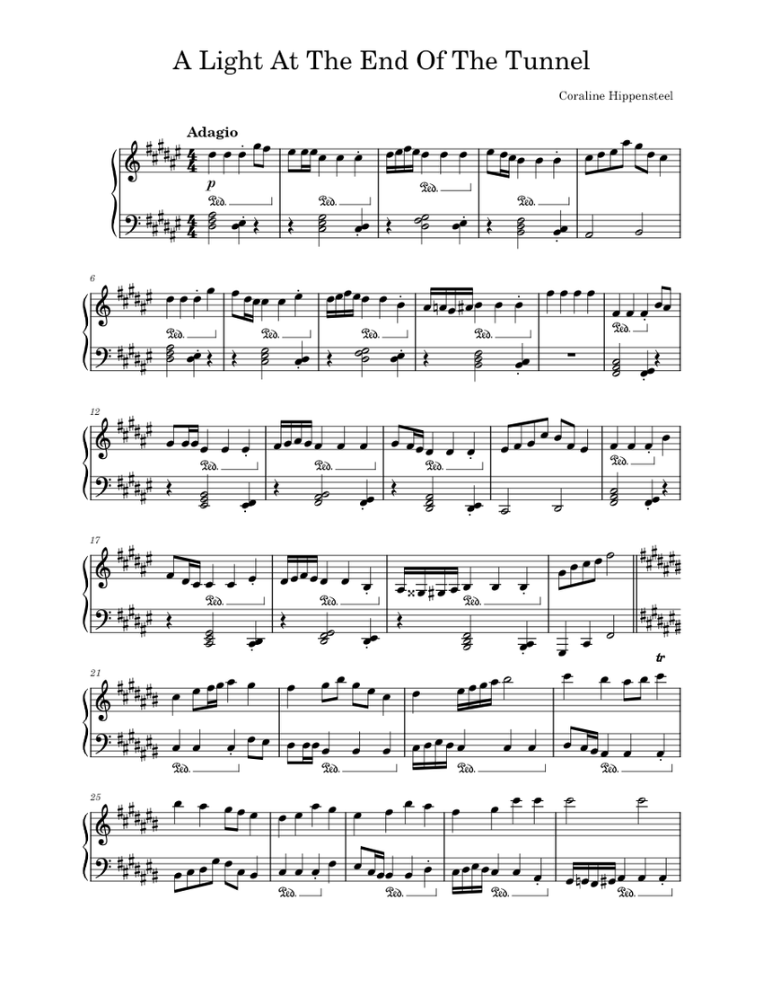 A Light At The End Of The Tunnel Sheet Music for Piano (Solo) Easy ...