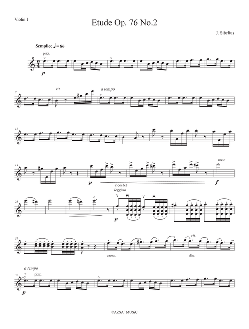 Etude op. 76 No. 2 (Arr. AZSAP MUSiC) - J. Sibelius (String Quartet)