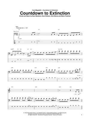MEGADETH countdown to extinction 楽譜 Play Official version of Countdown to extinction Sheet Music
