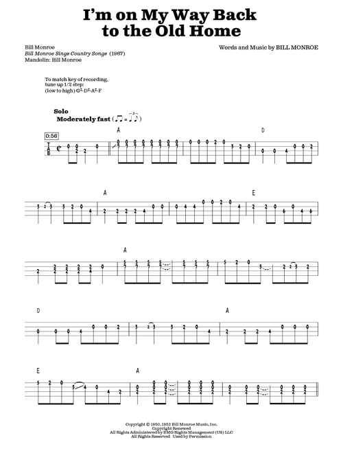 I'm On My Way Back To The Old Home (arr. Fred Sokolow) - Bill Monroe (Mandolin)