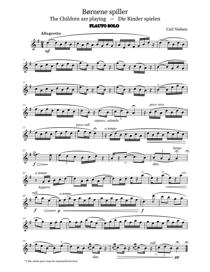 The children are playing Carl Nielsen Sheet music for Flute (Solo