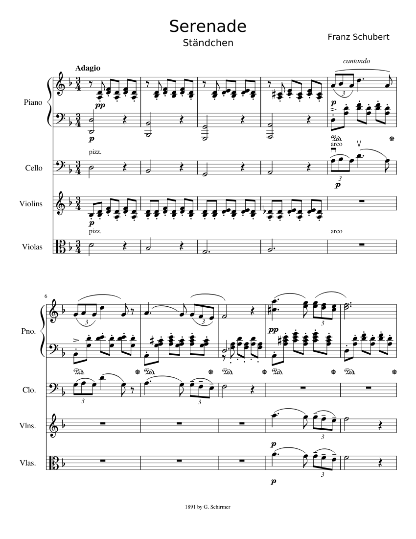 Serenade – Franz Schubert Serenade - Schubert Sheet Music for Piano ...