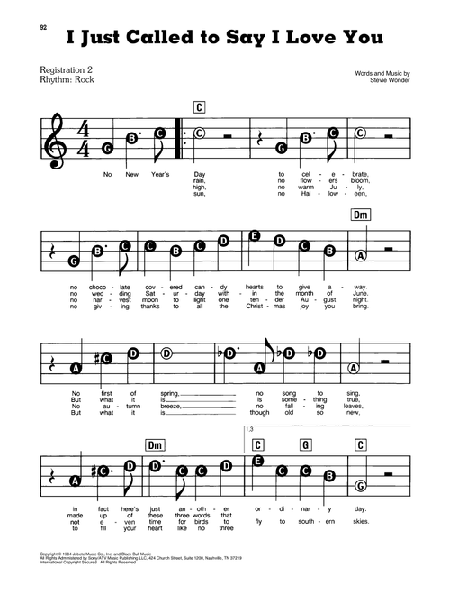 I Just Called To Say I Love You - Stevie Wonder (E-Z Play Today)