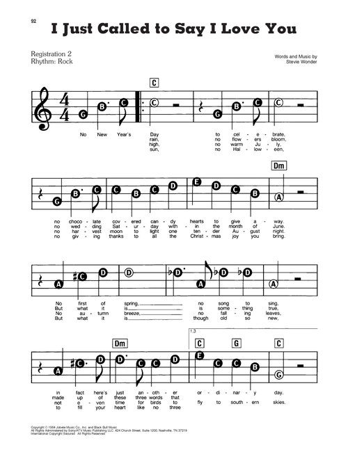 I Just Called To Say I Love You - Stevie Wonder (E-Z Play Today)