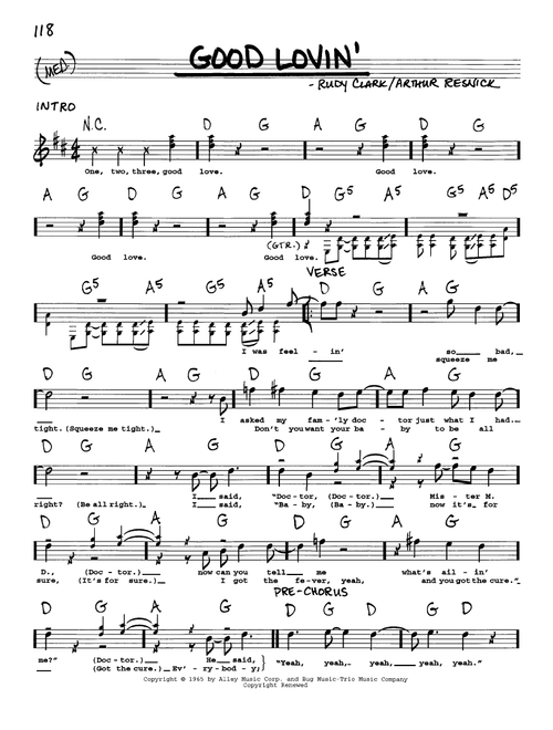 Good Lovin' - The Young Rascals (Real Book - Melody-Chords-Lyrics)