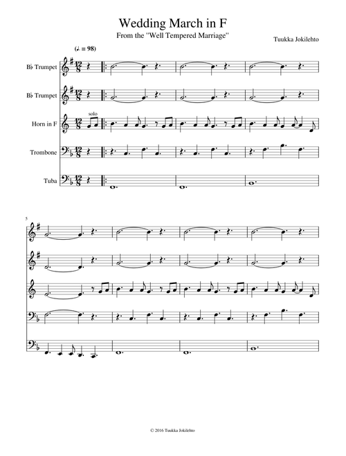 Wedding March in F (Brass Quintet)