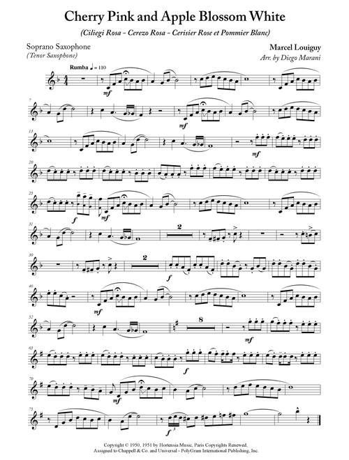 Cherry Pink And Apple Blossom White (Arr. Diego Marani) - Perez "Prez" Prado (Soprano Sax and Piano)