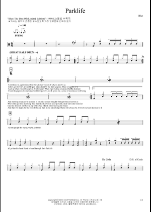 Play Official version of Parklife Sheet Music by Blur for Piano