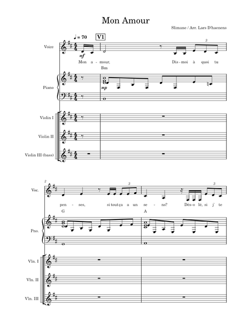 Mon Amour – Slimane (violin trio)