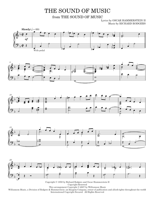 The Sound Of Music (from The Sound of Music) - Rodgers & Hammerstein (Piano Solo)