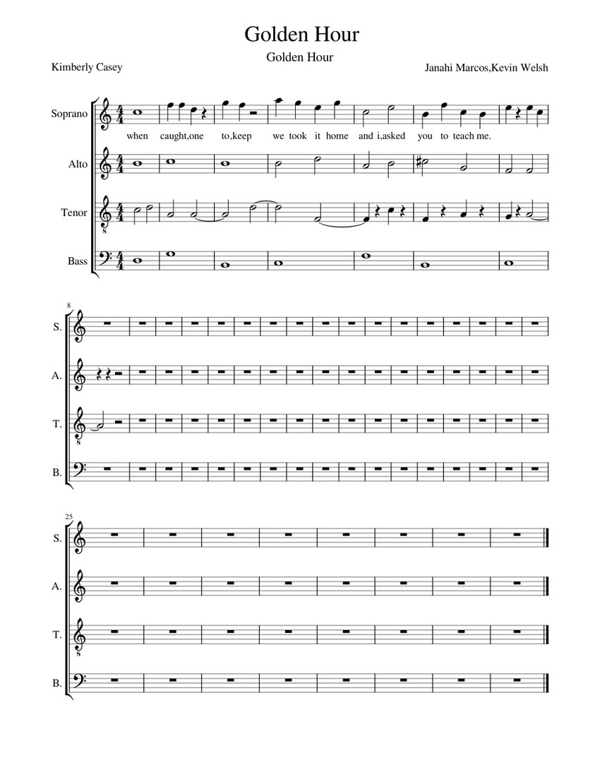 Golden Hour Sheet music for Soprano, Alto, Tenor, Bass voice (SATB