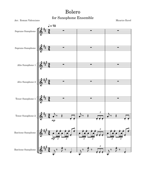 Bolero – Maurice Ravel for Saxophone Ensemble (W.I.P)