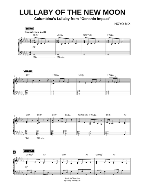Lullaby of a New Moon [Columbina's Lullaby from Genshin Impact] - HOYO-MiX (Piano)