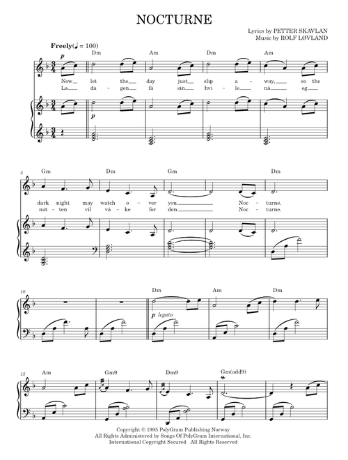 Nocturne - Secret Garden (Piano-Vocal-Guitar)