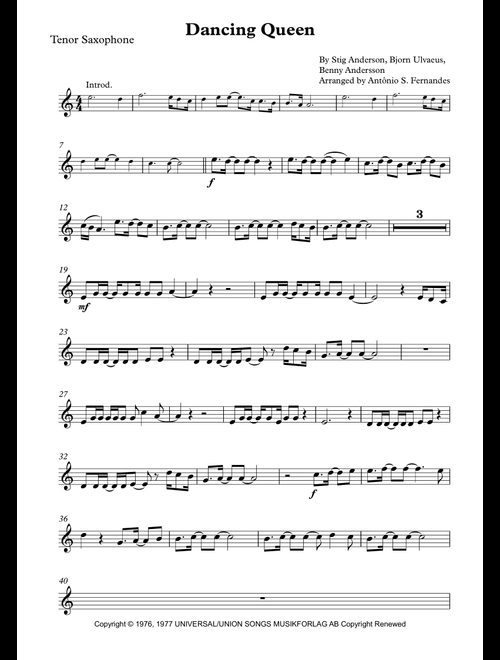 Dancing Queen (Arr. Antônio S. Fernandes) - ABBA (Tenor Sax Solo)