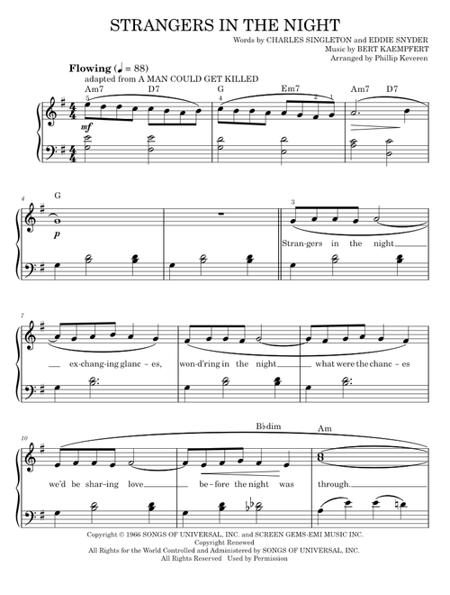 Strangers in the night - Frank Sinatra (Easy Piano)