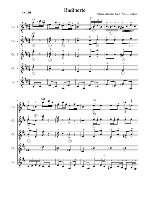 J.S. Bach: Badinerie für Gitarrenquintett