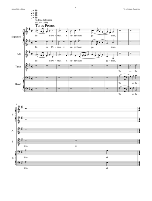 Tu es Petrus Secunda pars: Quodcumque ligaveris (one of 3 settings) - Giovanni Pierluigi da Palestrina