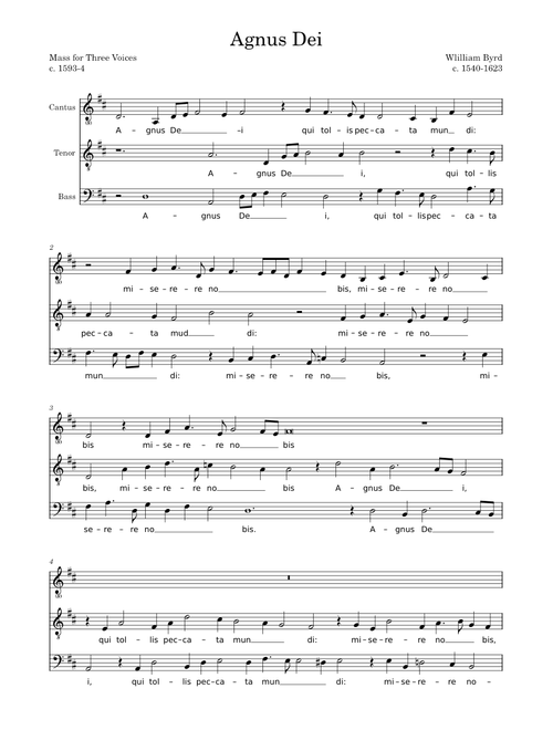 Mass for Three Voices; Agnus Dei – William Byrd