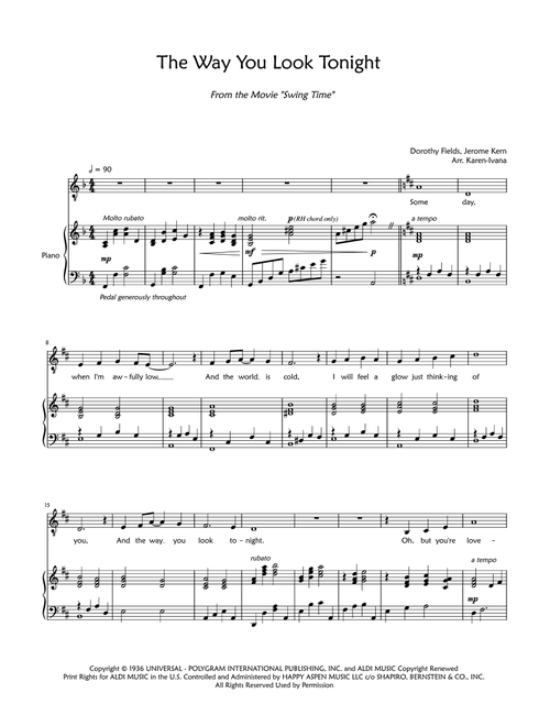 The Way You Look Tonight (Arr. Karen Ivana) - Fred Astaire (Piano Vocal)