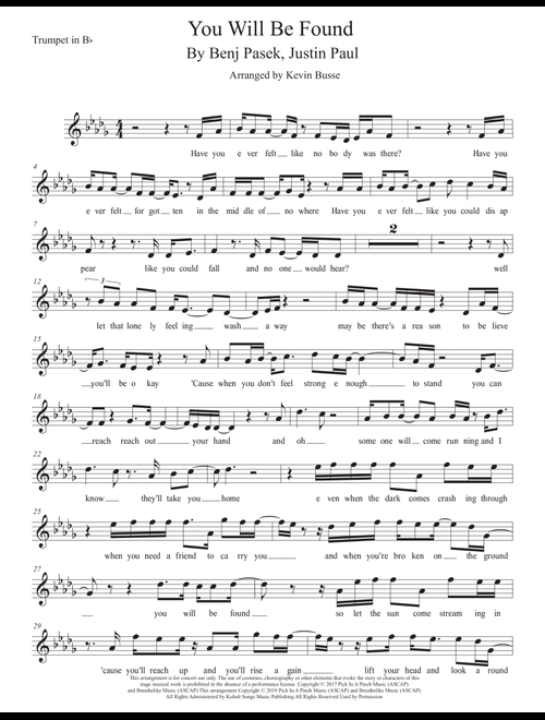 You Will Be Found (Arr. Kevin Busse) - Justin Paul, Benj Pasek (Trumpet Solo)
