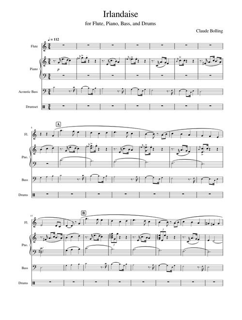 Irlandaise  – Claude Bolling (Part 5 from Suite No. 1 for Flute and Jazz Piano Trio)