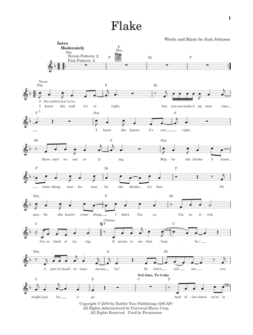 Flake - Jack Johnson (Easy Guitar)