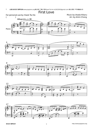 Utada Hikaru - First Love (advanced piano solo) Sheet Music for