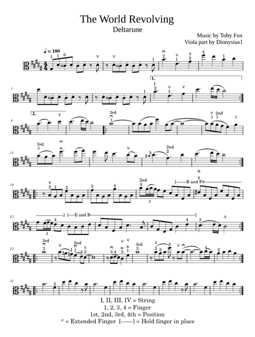 Toby Fox - The World Revolving for Viola Solo