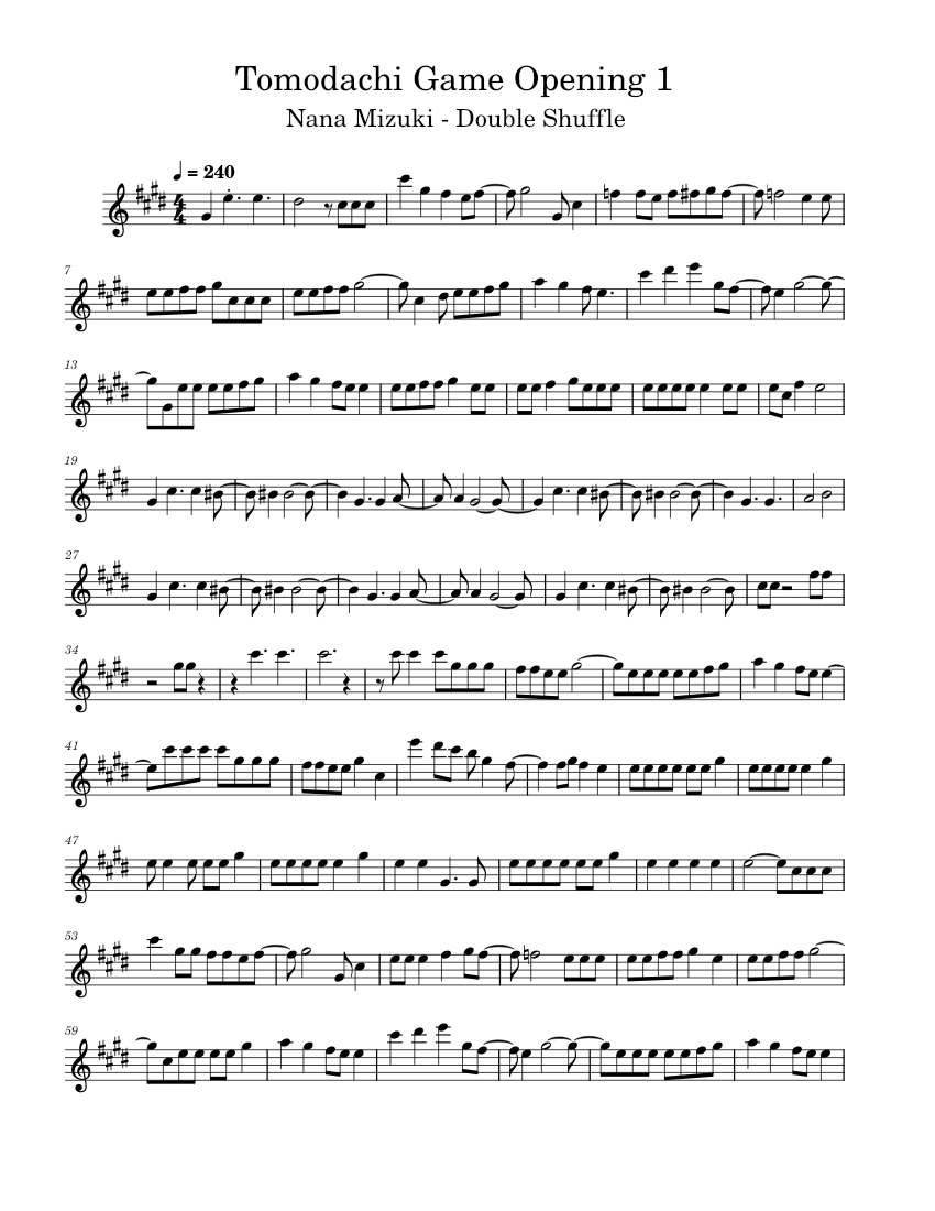 Tomodachi Game Opening 1 Sheet Music for Flute (Solo) | MuseScore.com