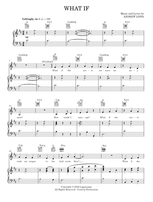 What If - Andrew Lippa, The Addams Family Musical (Piano Vocal)