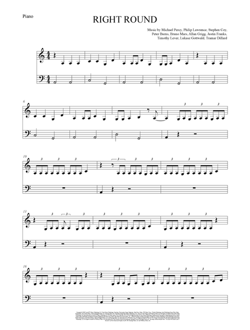 Right Round (Arr. The Sheet Music Library) - Flo Rida Feat. Kesha (Easy Piano)