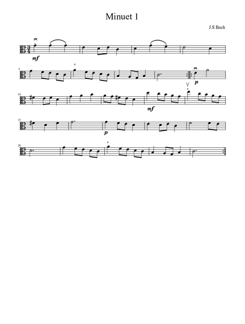 J.S. Bach Minuet 1 - Viola
