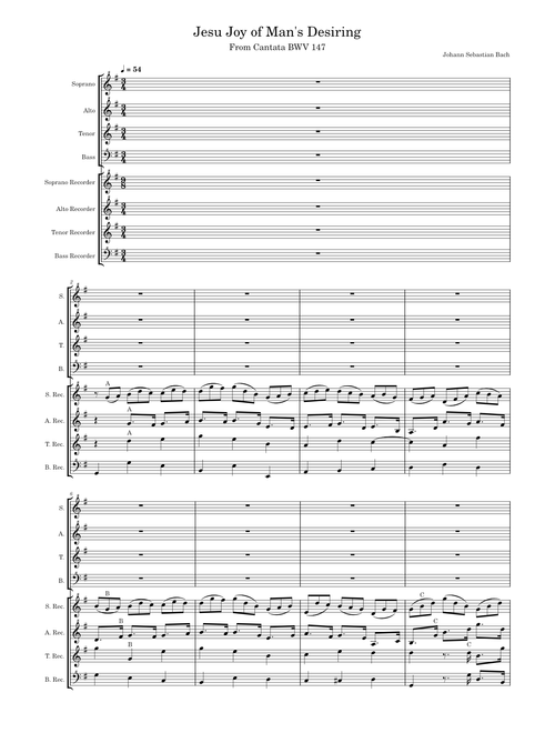 Jesu Joy of Man's Desiring - For Recorders