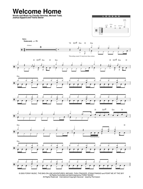 Welcome Home - Coheed And Cambria (Drum Transcription)