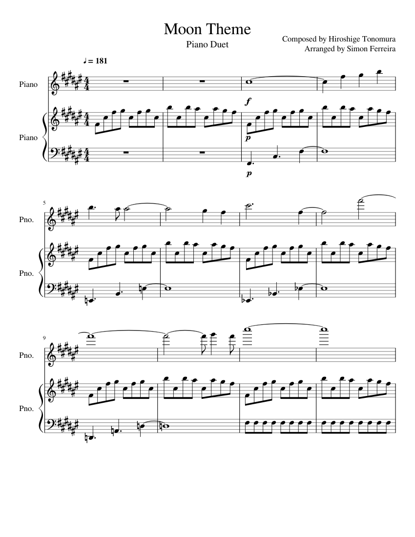 enlace Sofocar después del colegio DuckTales Moon Theme (Piano Duet) Sheet music for Piano (Solo) |  Musescore.com