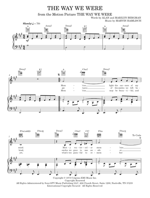 The way we were - Barbra Streisand (Piano-Vocal-Guitar)