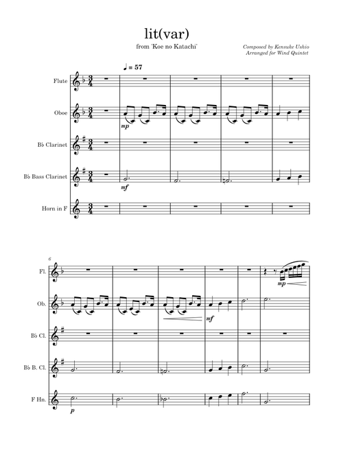 Lit – Kensuke Ushio lit(var) Wind Quintet Arrangement - Kensuke Ushio