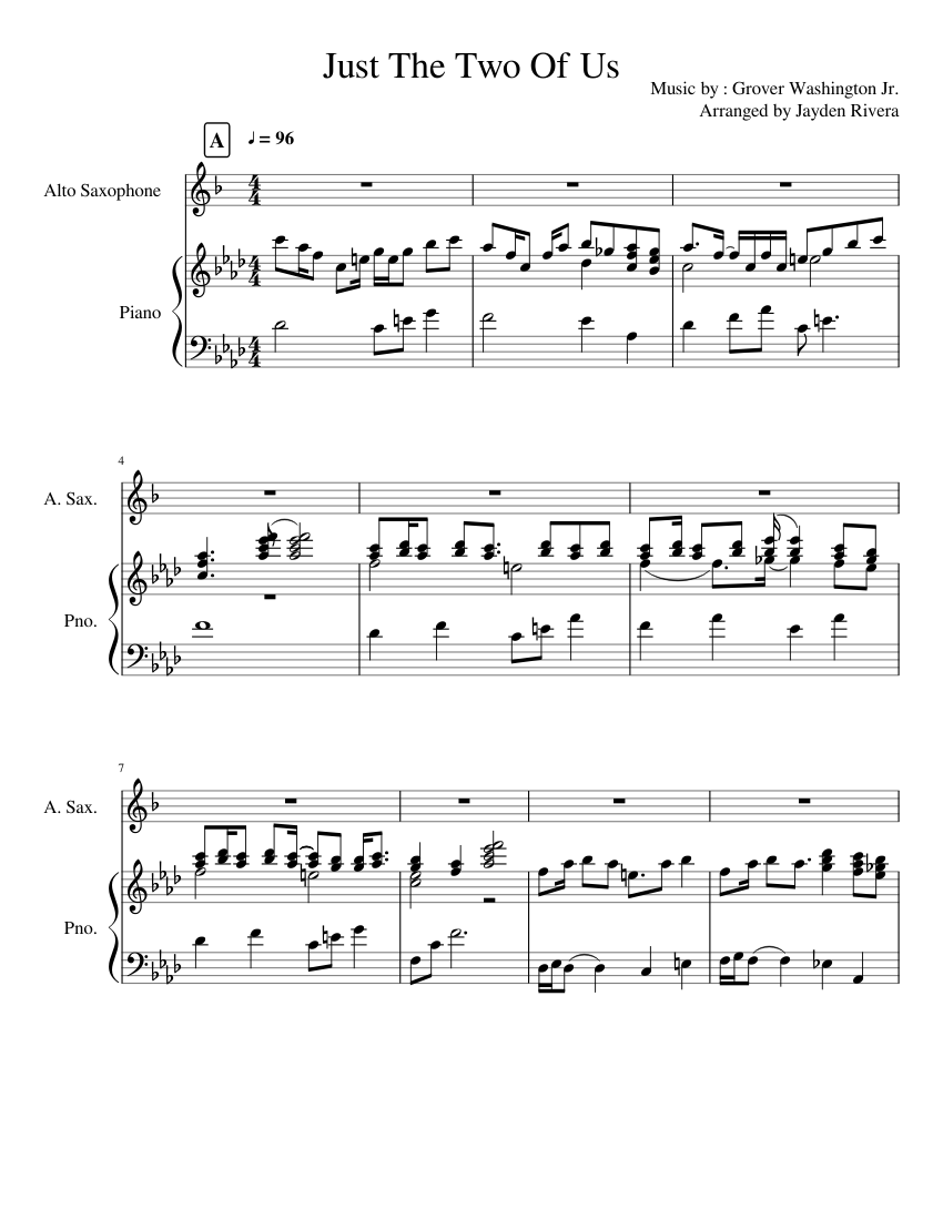 Just The Two Of Us Sheet music for Piano, Saxophone alto