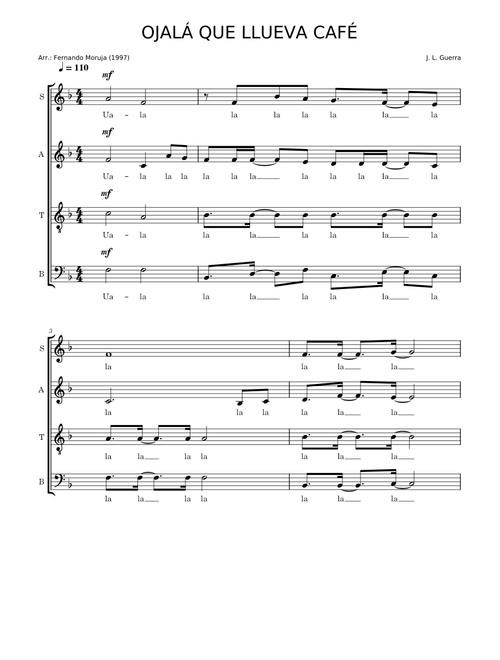 Ojalá que llueva café - Juan Luis Guerra SATB