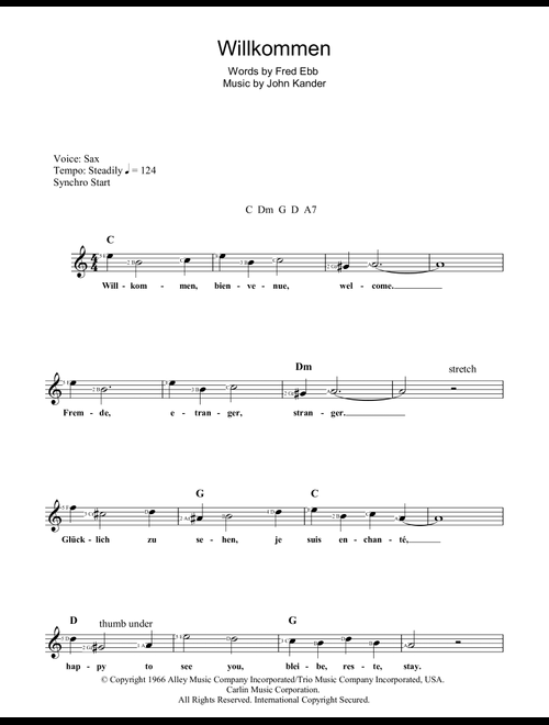 Willkommen (from Cabaret) - John Kander, Fred Ebb (Lead Sheet - Fake Book)