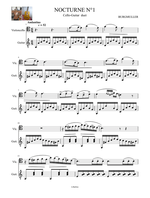 Nocturne  N°1  cello guitar Burgmuller