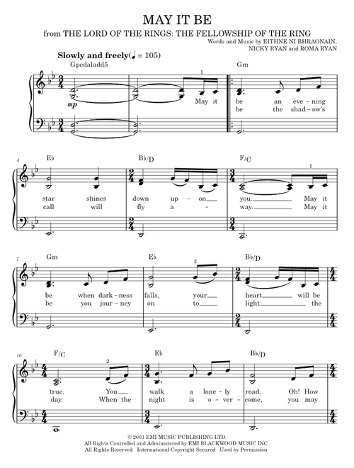 May it be - Enya (Easy Piano)